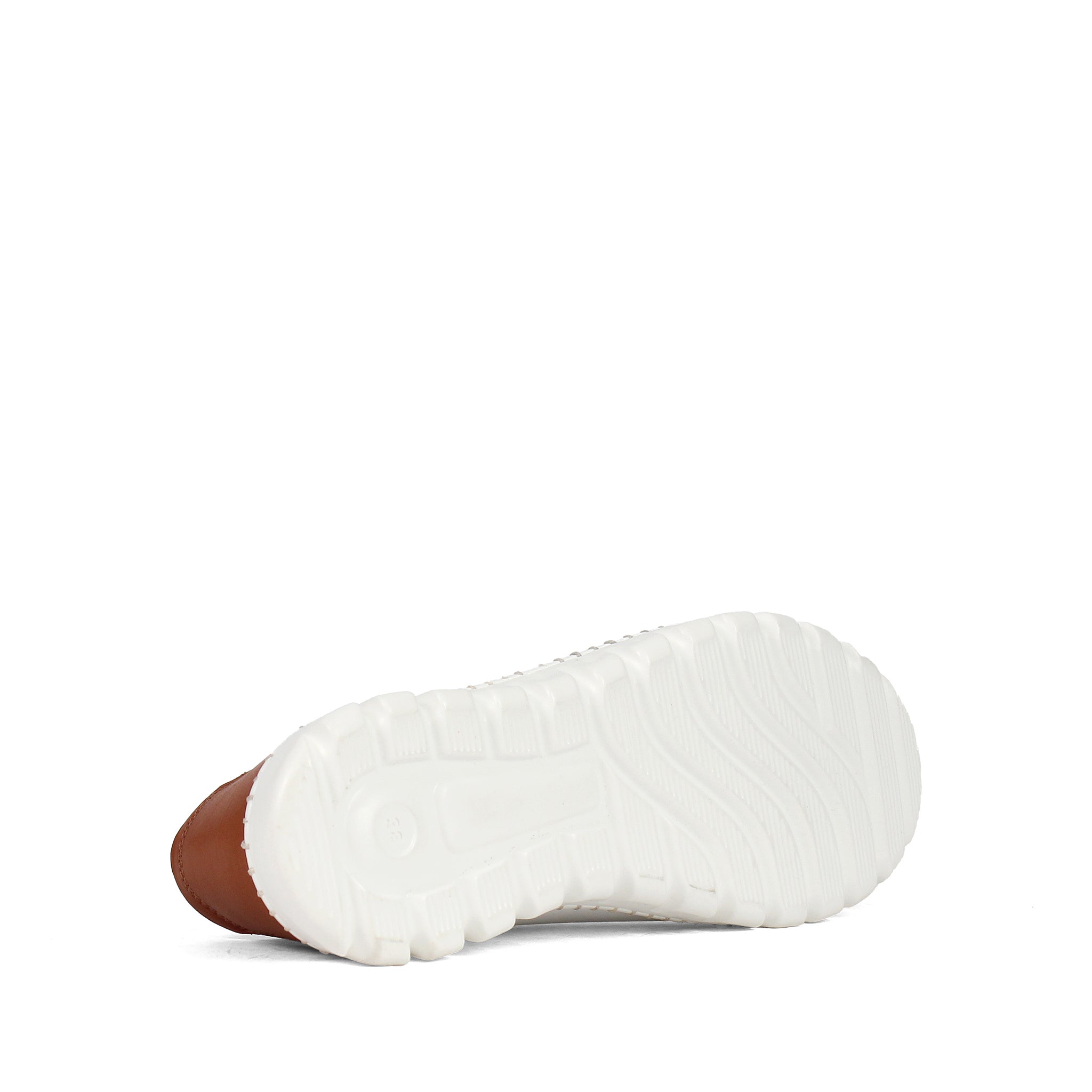 Women's White Leather Slip-On Sneakers with Brown Heel Accent (664-25916)