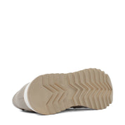 Women's Beige Leather Sneakers with Perforated Design (366-28219)