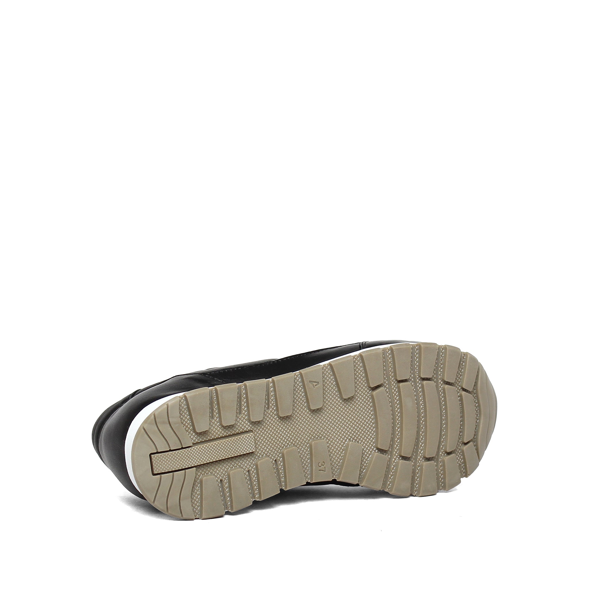 Damen Sneaker aus gestepptem Leder in Schwarz mit Plateau (102-27611)