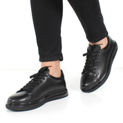 Men's Black Leather Sneakers (691-3417)