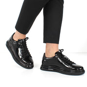 Herren Schwarze Lackleder Sneaker (691-3417)
