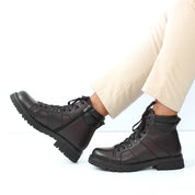 Herren Braune Leder-Boots mit Warmfutter (550-769)