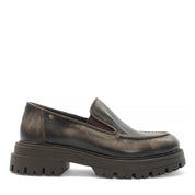 Women's Anthracite Leather Loafers (029-20154)