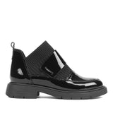 Damen Loafer Boots Schwarz Lackleder mit Strickschaft (013-28811)