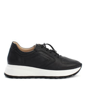 Damen Sneaker Schwarz aus Leder mit Perforation (366-28219)