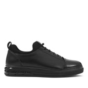 Herren Low-Top Sneaker aus schwarzem Leder mit elegantem Design (691-3441)