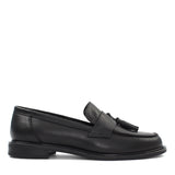 Damen Leder Quasten Loafer Schwarz – Klassischer Slipper (085-29407)