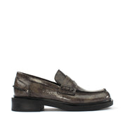 Women's Gray Leather Loafers (029-20143)
