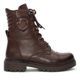 Damen Braune Leder-Schnürstiefel mit Warmfutter (494-721)