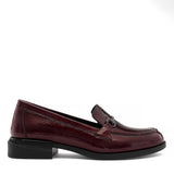 Damen Burgunderrotes Lackleder Loafer (494-25828)