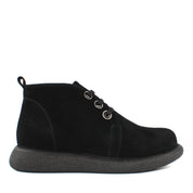 Damen Schwarze Wildlederstiefel mit Flacher Sohle (687-21910)