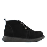 Damen Schwarze Wildlederstiefel mit Flacher Sohle (687-21910)