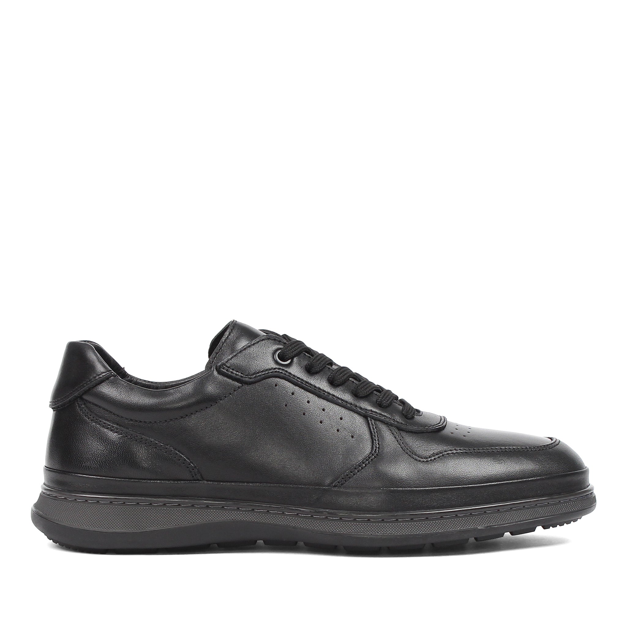 Herren Sneaker aus schwarzem Leder mit Schnürung (550-4764)