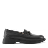 Damen Schwarze Leder Loafer mit Stilvollem Akzent (494-25824)