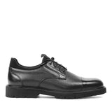 Men's Black Leather Cap Toe Derby Shoes with EVA Sole (395-2891)