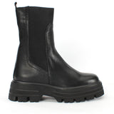 Women's Black Leather Chelsea Boots with Warm Lining (029-20133)