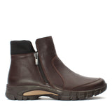 Damen Braune Leder-Stiefeletten mit Flacher Sohle (727-28603)