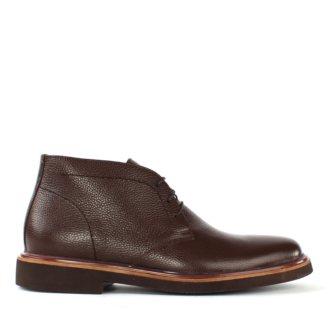 Men's Brown Leather Derby Boots with Classic Design (162-512)