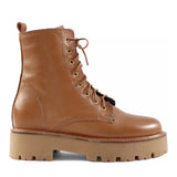 Damen Hellbraune Leder-Kampfstiefel mit markanter Sohle (029-20136)