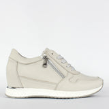 Damen Graue Leder-Wedge-Sneaker (115-20605)