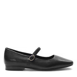 Damen Ballerinas aus Leder in Schwarz mit Riemenverschluss (085-29403)