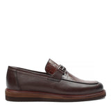 Herren Braune Leder Loafer mit Croco-Muster (642-1530)