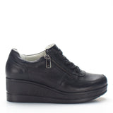 Damen Schwarze Leder-Wedge-Sneaker mit Reißverschluss (115-162)