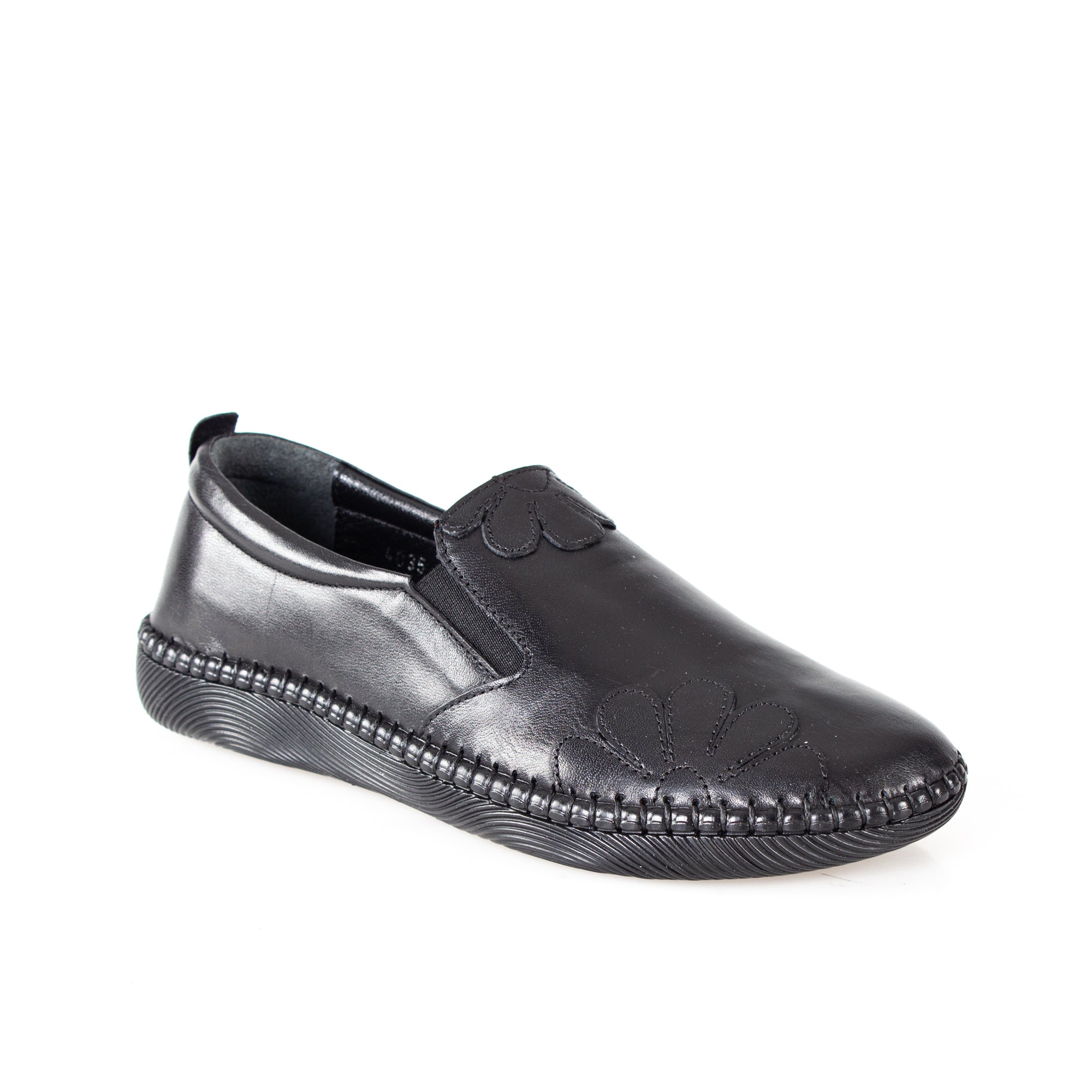 Damen Schwarze Leder-Ballerinas für Freizeit (383-4035)
