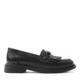 Damen Schwarze Leder-Loafer mit Fransen (494-25825)