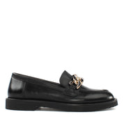 Women's Black Leather Loafers (029-20140)