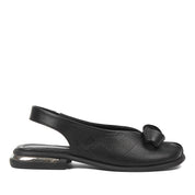 Women's Black Leather Sandals with Adjustable Buckle (784-41605)