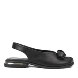 Women's Black Leather Sandals with Adjustable Buckle (784-41605)