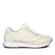 Damen Sneaker aus gestepptem Leder in Beige mit Plateau (102-27611)
