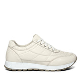 Damen Sneaker aus gestepptem Leder in Beige mit Plateau (102-27611)