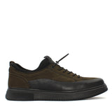 Herren Scwarze/Khaki Casual Schuhe aus Leder (550-756)