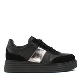 Damen Schwarze Sneaker mit Metallic-Akzent (115-20604)