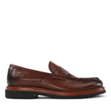 Herren Braune Leder-Loafer mit Blockabsatz (395-2854)