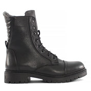 Damen Schwarze Leder Winterstiefel mit Warmem Futter (625-23919)