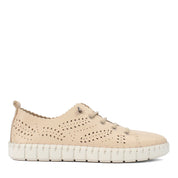 Damen Sneaker aus beigem Leder – Atmungsaktiv & Flexibel (664-25913)