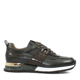 Herren Leder Sneaker mit Kroko-Details & Metallic-Ferse – Grün (406-4424)