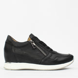 Damen Schwarze Leder-Wedge-Sneaker (115-20605)