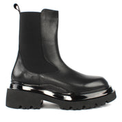Damen Schwarze Leder-Chelsea-Stiefel mit Plateau (716-26805)