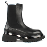 Damen Schwarze Leder-Chelsea-Stiefel mit Plateau (716-26805)