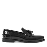 Herren Slipper aus schwarzem Lackleder mit Fransen – Klassische Loafer (747-4538)