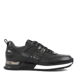 Herren Leder Sneaker mit Kroko-Details & Metallic-Ferse – Schwarz (406-4424)