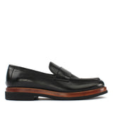 Herren Schwarze Leder-Loafer mit Blockabsatz (395-2854)