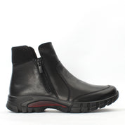 Damen Schwarze Leder-Stiefeletten mit Flacher Sohle (727-28603)