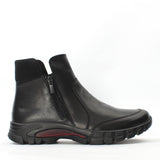 Damen Schwarze Leder-Stiefeletten mit Flacher Sohle (727-28603)