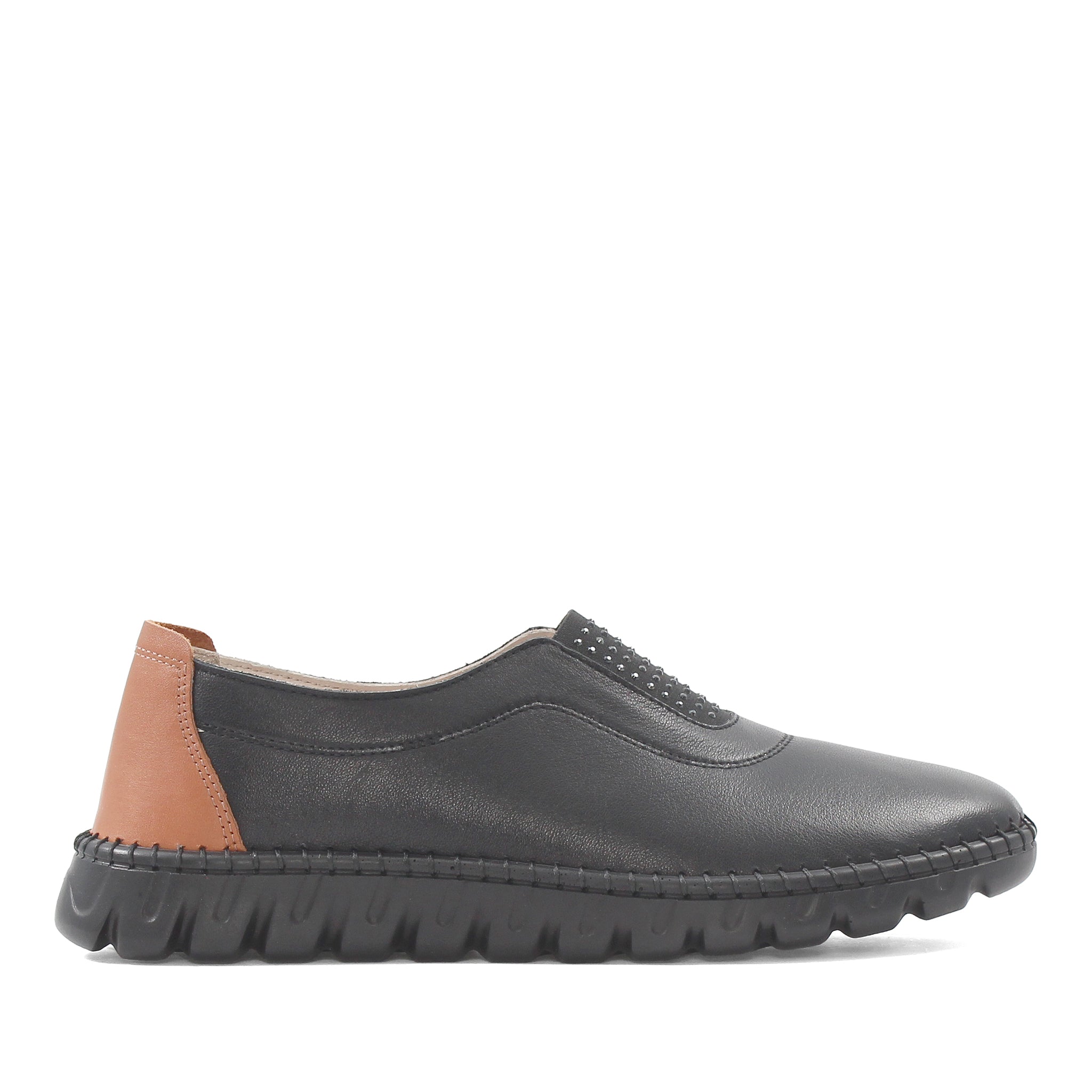 Damen Slipper Schwarz aus Leder mit EVA-Sohle (664-25914)

