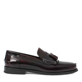 Herren Slipper aus burgunderfarbenem Lackleder mit Fransen – Elegante Loafer (747-4538)